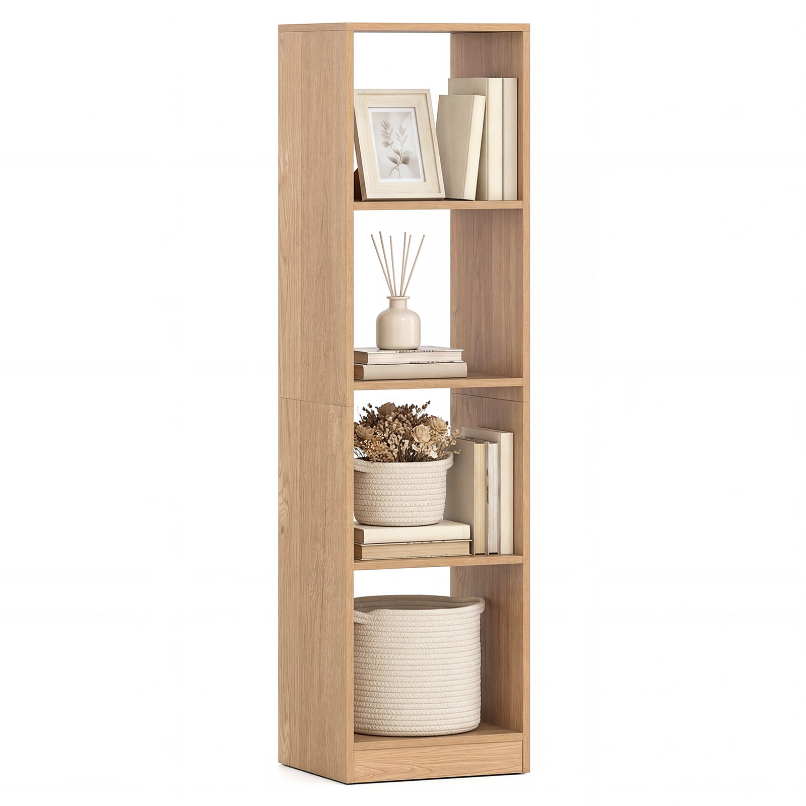Gymax 5-Tier Bookshelf Corner Bookcase Storage Display Organizer w/ 4 Cubes