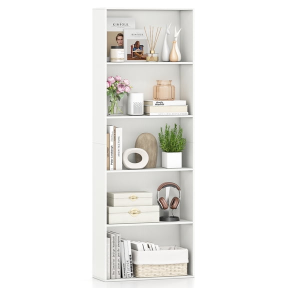 Gymax 5-Tier Bookshelf Open Bookcase Freestanding Display Shelf Storage Organizer