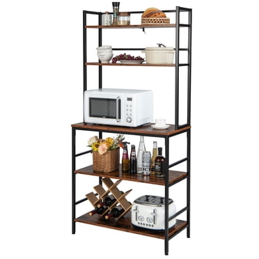 TAUS 7-Tier Kitchen Bakers Rack With Power Outlet - Microwave Stand Coffee Bar Shelf