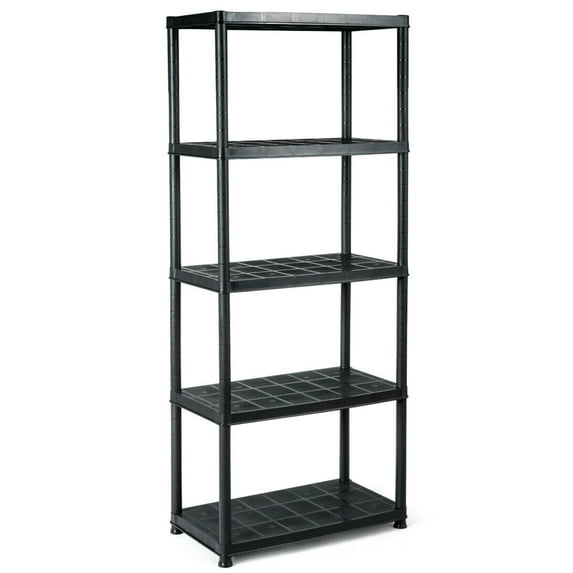 Gymax 5-Tier Storage Shelving Freestanding Heavy Duty Rack,36"L X 18"W X 73"H,Black