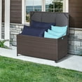 thumbnail image 1 of Gymax 50 Gallon Patio PE Wicker Storage Box Rattan Deck Bin w/ Waterproof Liner & Wheels, 1 of 10