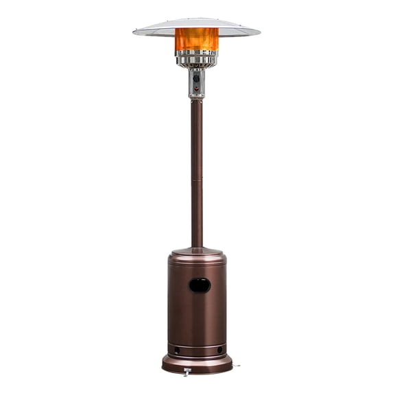 Gymax 50000 BTU Patio Standing LP Gas Heater Stainless Steel Propane W/ Wheels Bronze