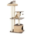 Gymax 52'' Cattail Cat Tower w/ Sisal Scratching Posts Perch Dangling Ball Cat Tree
