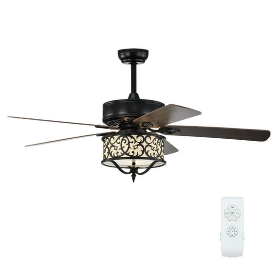Gymax 52'' Ceiling Fan with Light Retro Ceiling Fan with Reversible Blades & Remote