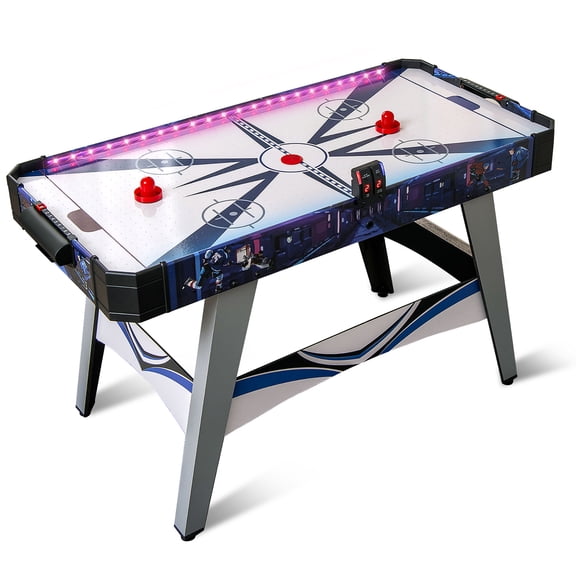 Gymax 54'' Air Hockey Game Table w/2 Pushers Pucks Adjustable Foot Pads LED Scoreboard