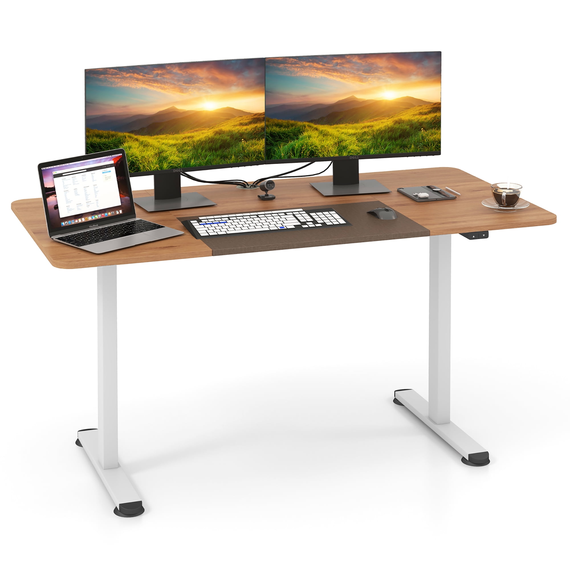 Gymax 55 Electric Standing Desk Height Adjustable Home Office Table w Hook Natural
