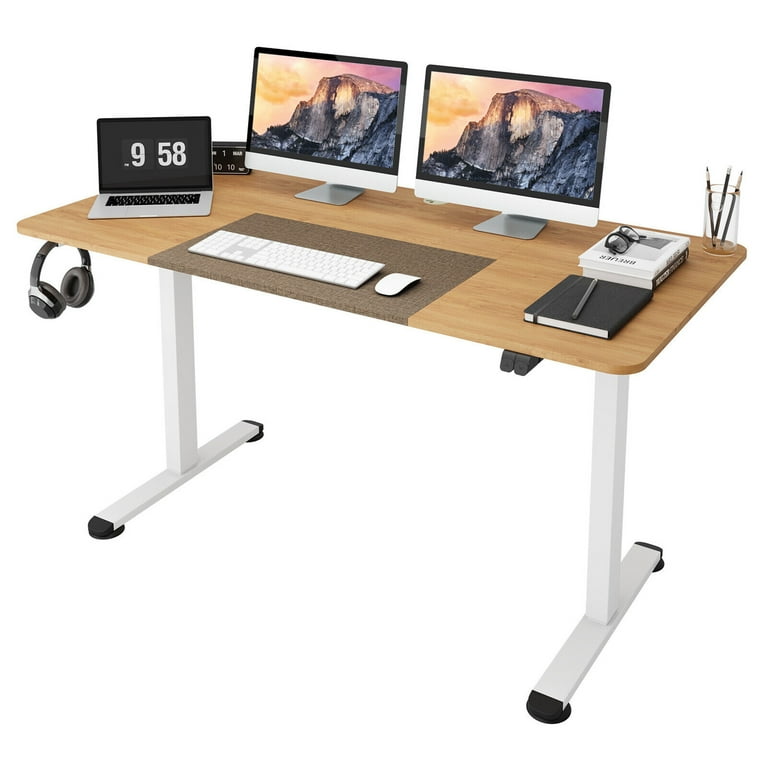 Gymax 55 Electric Standing Desk Height Adjustable Home Office Table w Hook Natural