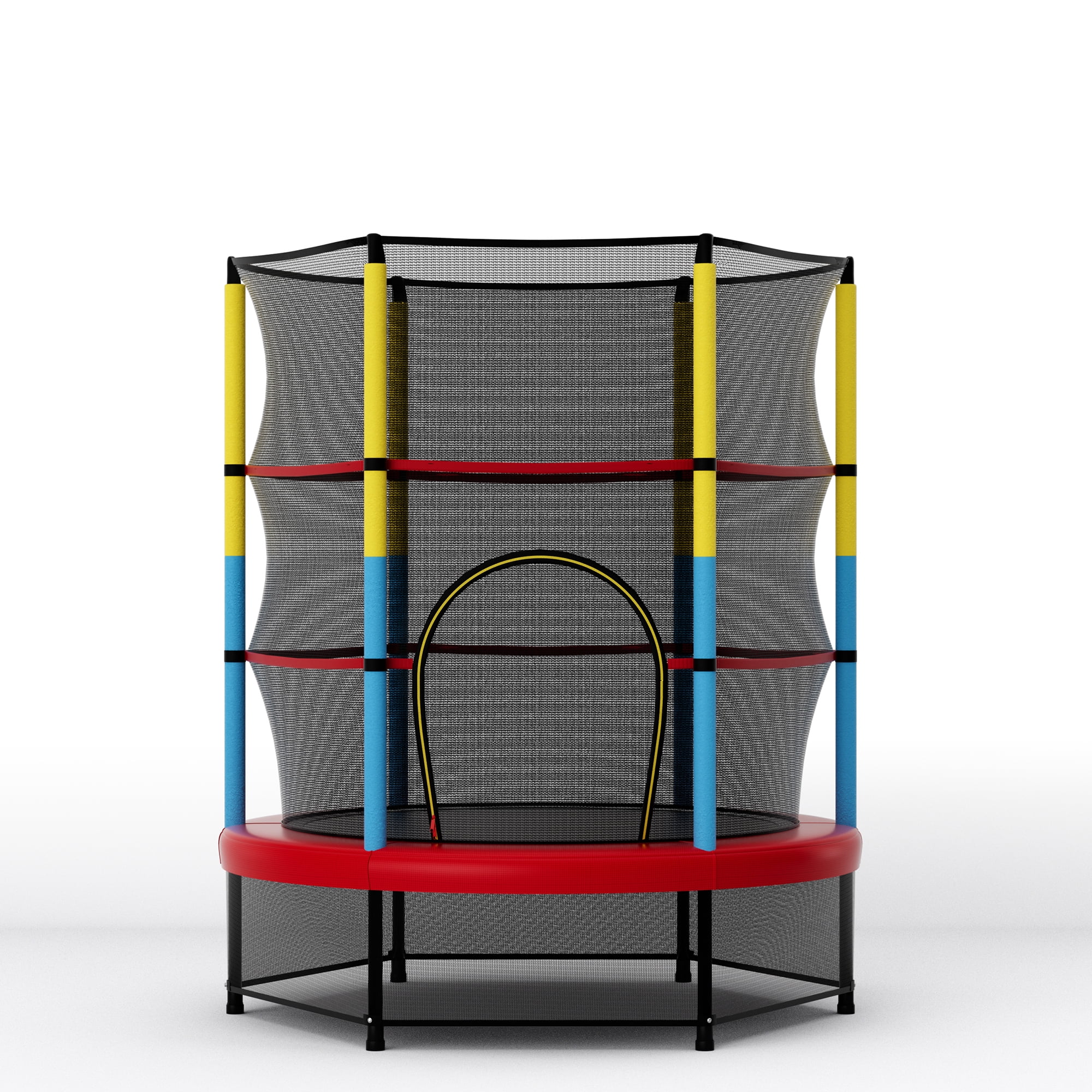 Gymax 55'' Kids Trampoline Recreational Bounce Jumper W/Safety Enclosure Net Heavy-duty