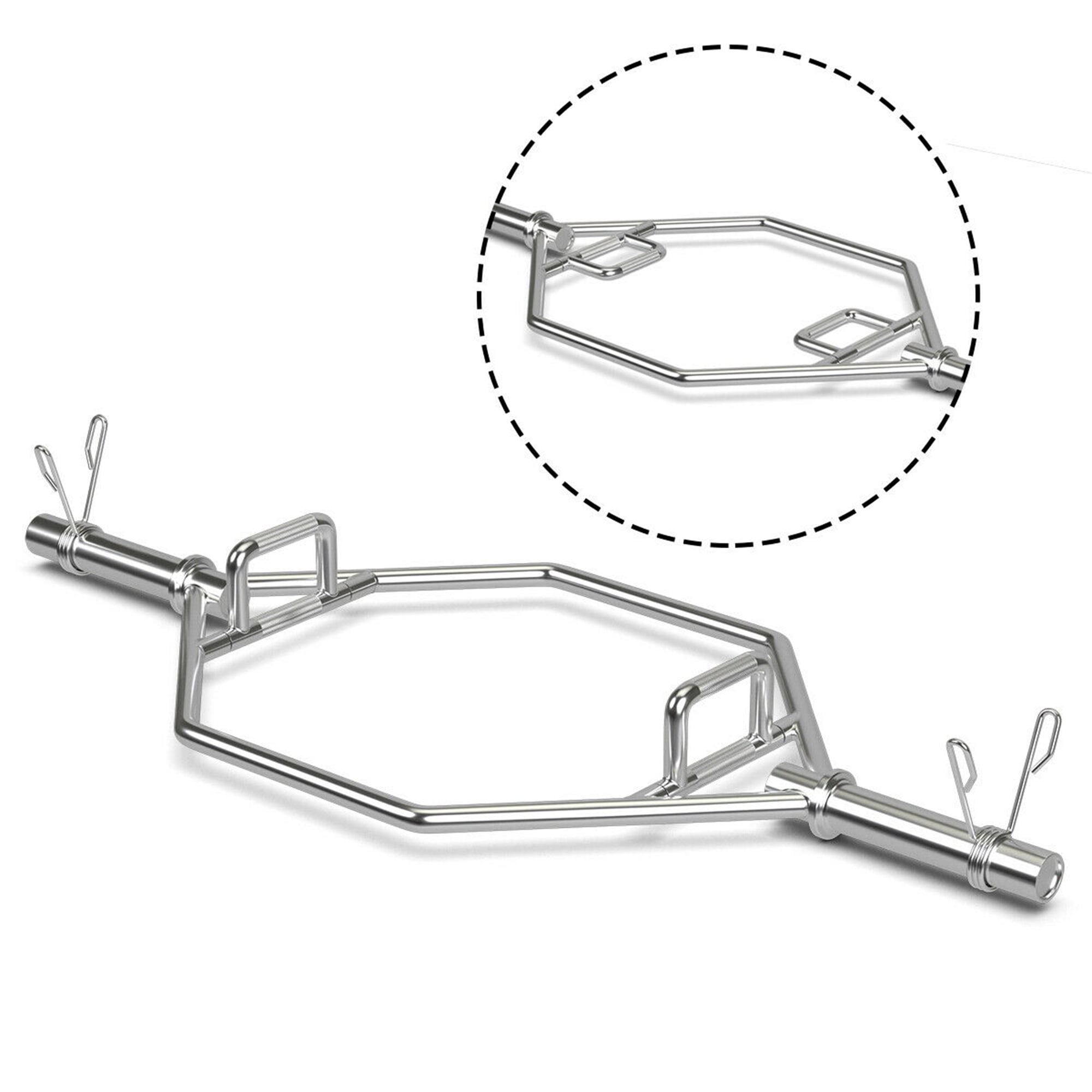 56'' Electroplated Chrome Olympic Hexagon Deadlift Bar with Folding Grips