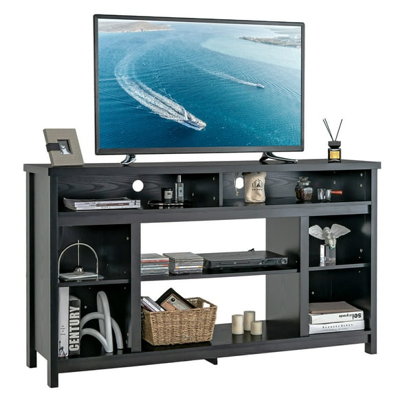 Gymax 58'' TV Stand Entertainment Console Center w/ Adjustable Open Shelves up to 65''