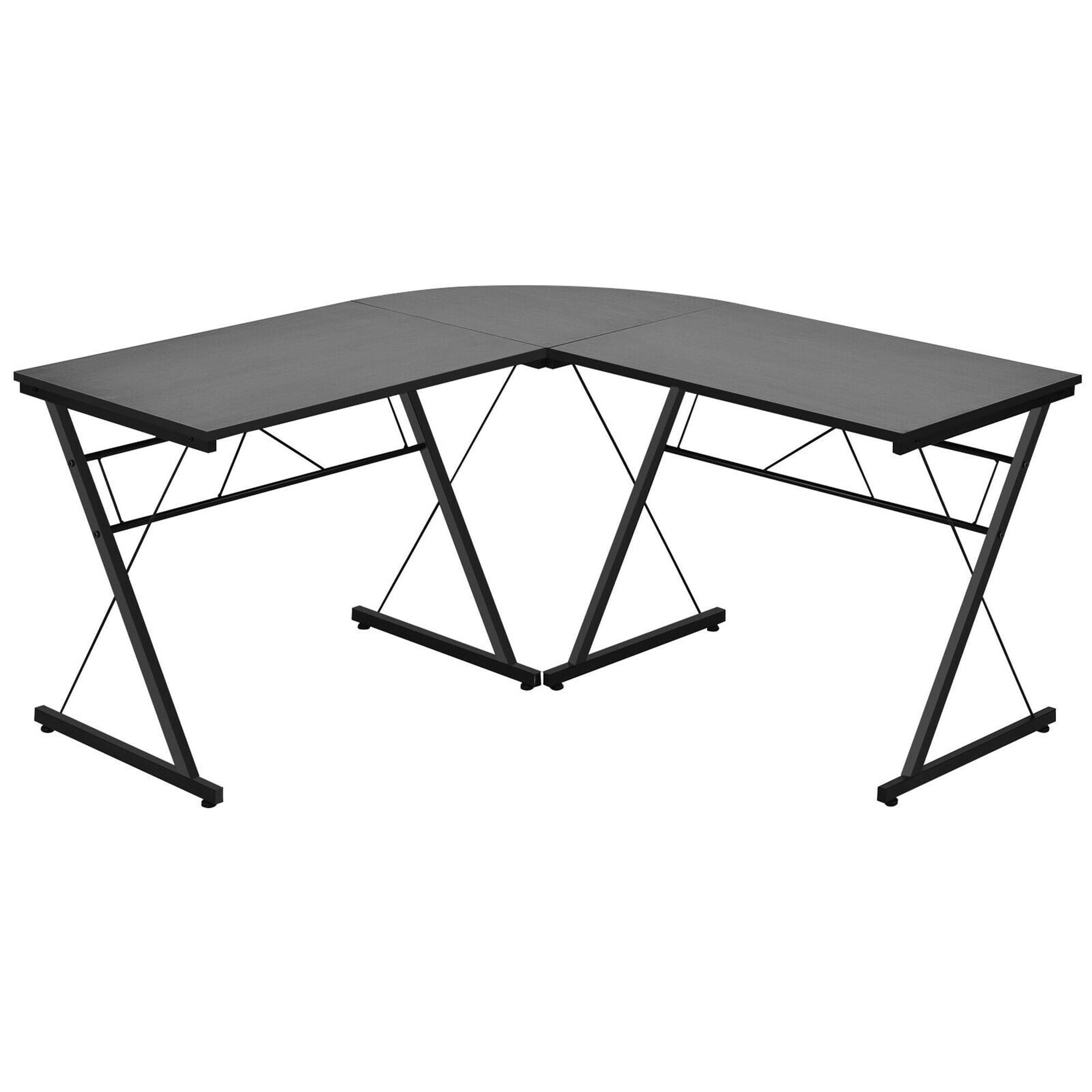 Gymax 59" L-Shaped Corner Desk Computer Table Study Workstation Home Office, Black