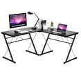 thumbnail image 1 of Gymax 59'' L-Shaped Corner Desk Home Office Computer Table Study Workstation Black, 1 of 10