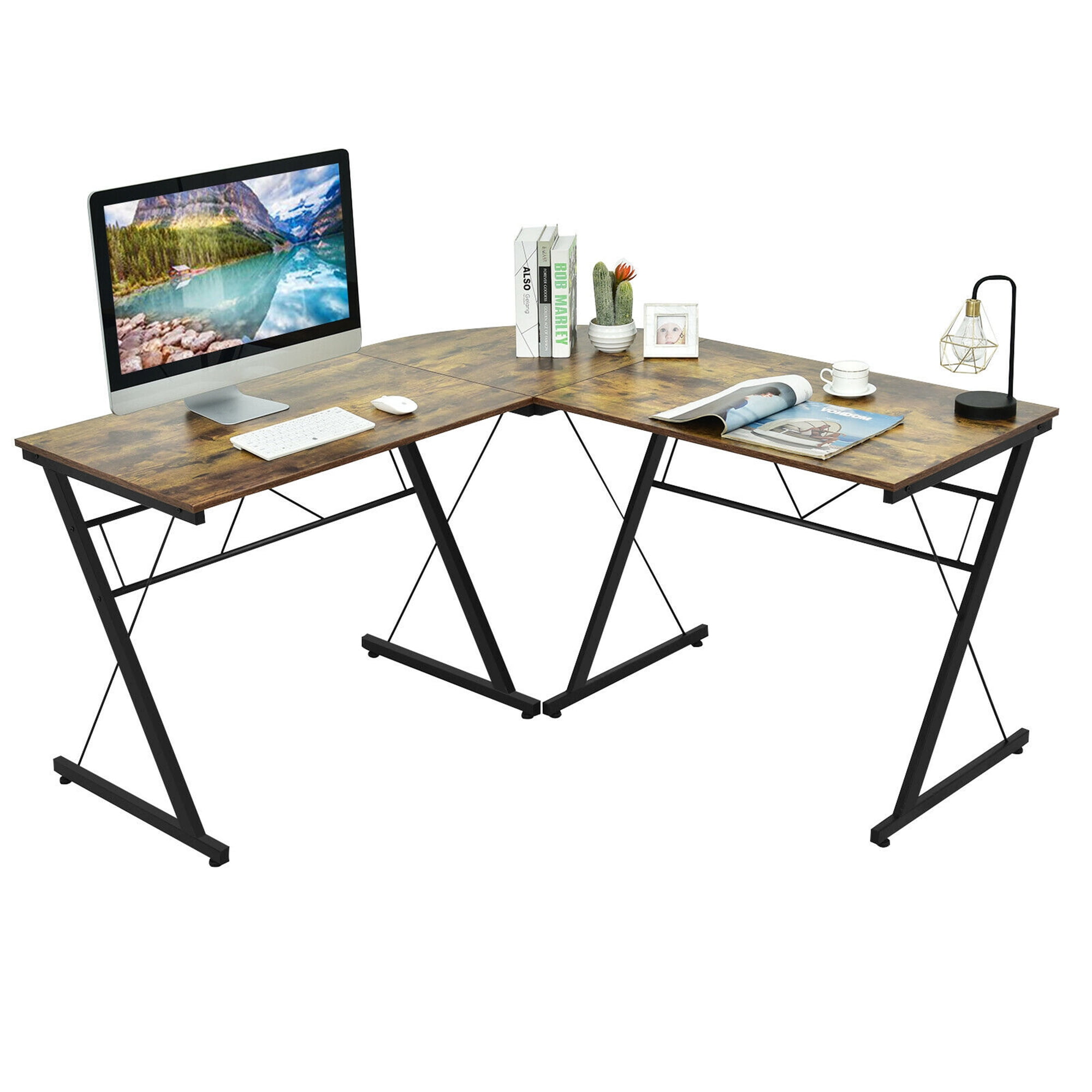 Gymax 59'' L-Shaped Corner Desk Home Office Computer Table Study ...