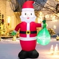 thumbnail image 1 of Gymax 5FT Christmas Self Inflatable Santa Holding Gift Bag Decoration w/ LED Lights & Sandbags, 1 of 10