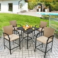 thumbnail image 1 of Gymax 5PCS Patio Bar Stool & Table Set Outdoor Bistro Furniture Set w/ Cushions, 1 of 10