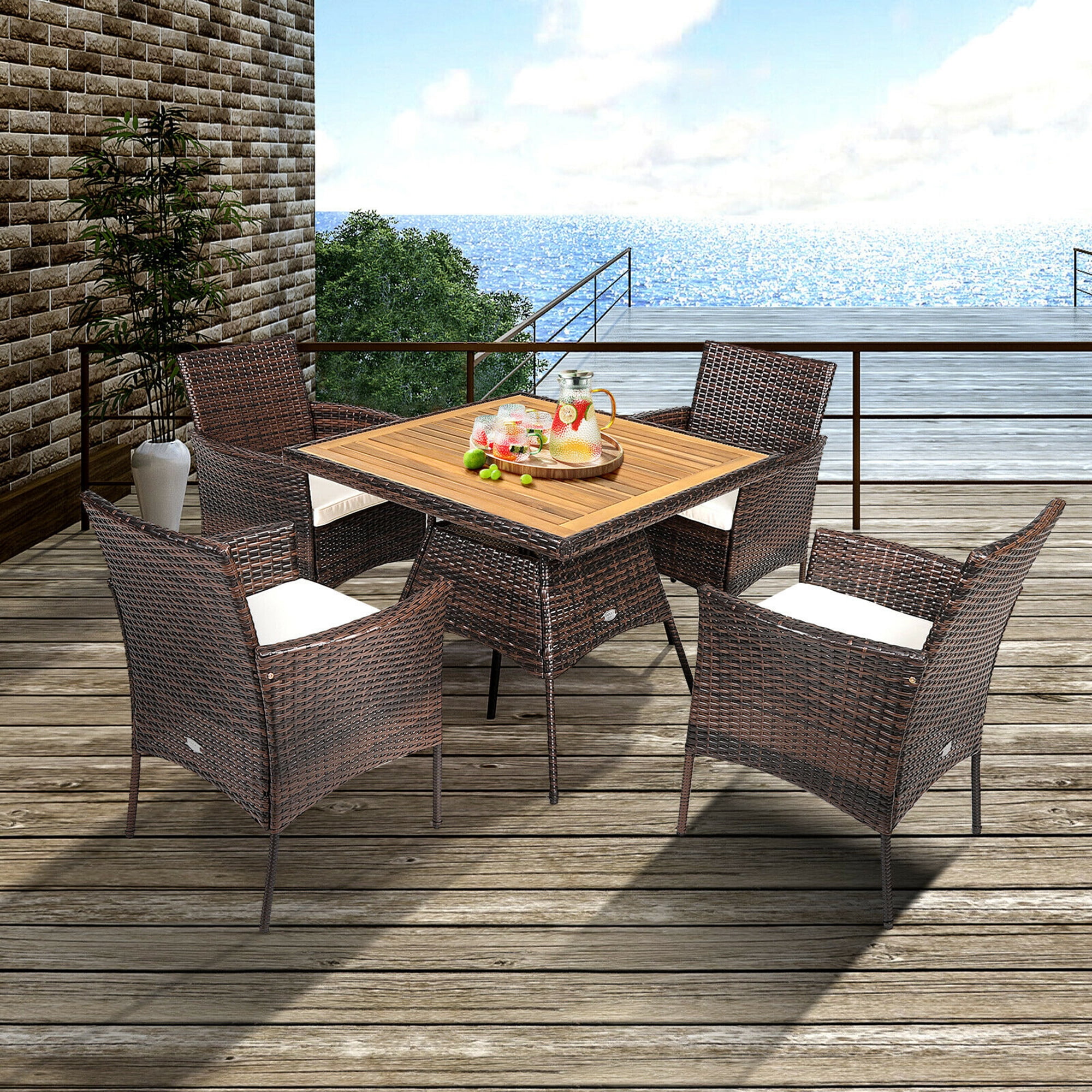 Gymax 5PCS Patio Dining Table Chair Set Outdoor Furniture Set w