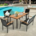 thumbnail image 1 of Gymax 5PCS Rattan Outdoor Dining Set Patio Furniture Set w/ Wooden Tabletop, 1 of 10