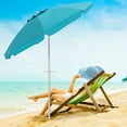 thumbnail image 1 of Gymax 6.5Ft Beach Umbrella w/ Tilt Mechanism Sand Anchor Carrying Bag Turquoise, 1 of 10