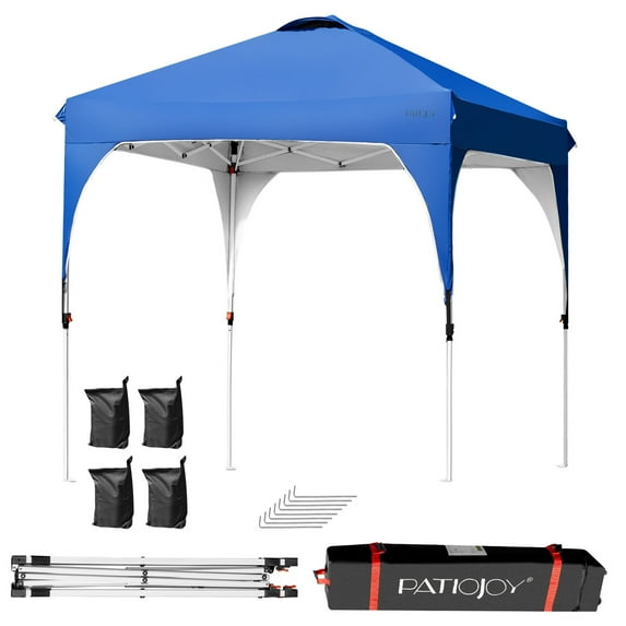 Gymax 6.6x6.6 FT Pop up Canopy Tent Shelter Height Adjustable w/ Roller Bag Blue