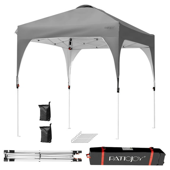 Gymax 6.6x6.6 FT Pop up Canopy Tent Shelter Height Adjustable w/ Roller Bag Grey