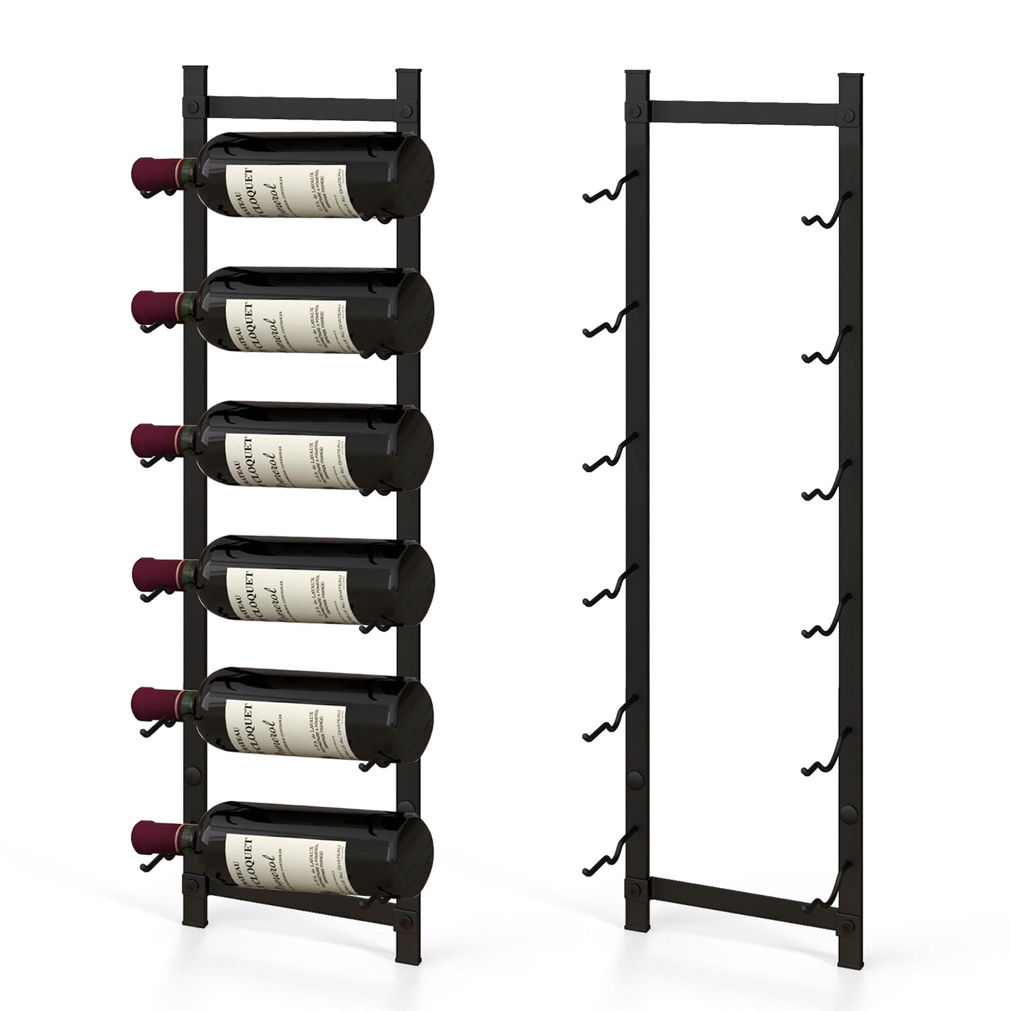 Gymax 6 Bottles Wall Mounted Wine Rack Metal Wine Display Holder Organizer