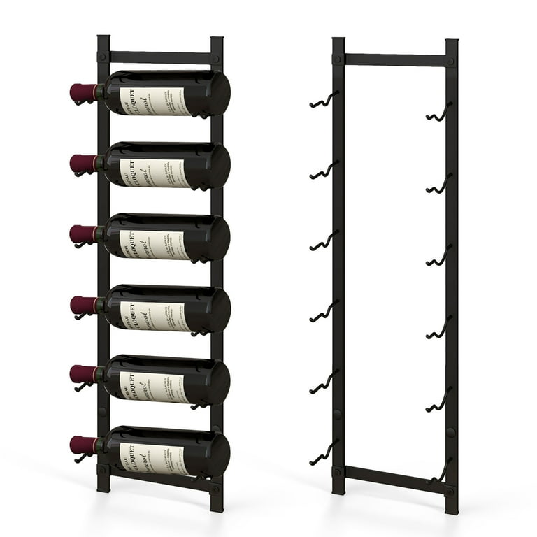 Gymax Hanging Bar 6-Bottle Wall Mounted Metal Wine Rack Organizer