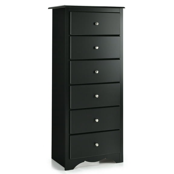 Gymax 6 Drawer Chest Dresser Clothes Storage Bedroom Tall Furniture Cabinet Black