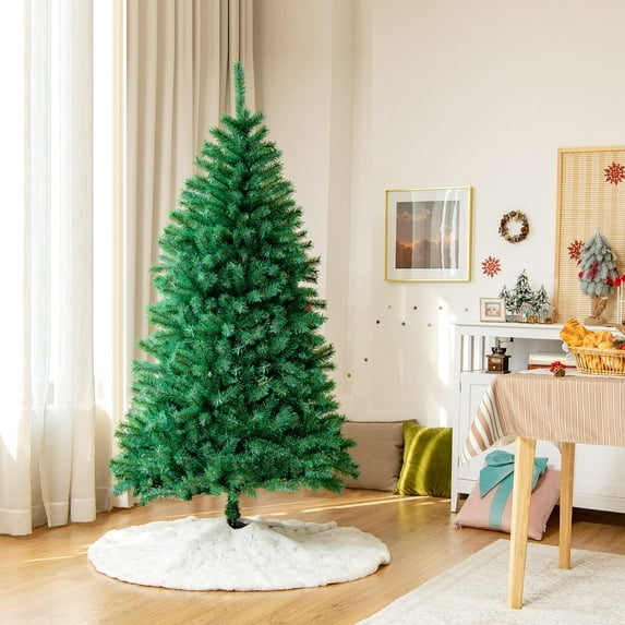 Gymax 6 FT Artificial Iridescent Hinged Christmas Tree Lush Realistic Xmas Tree