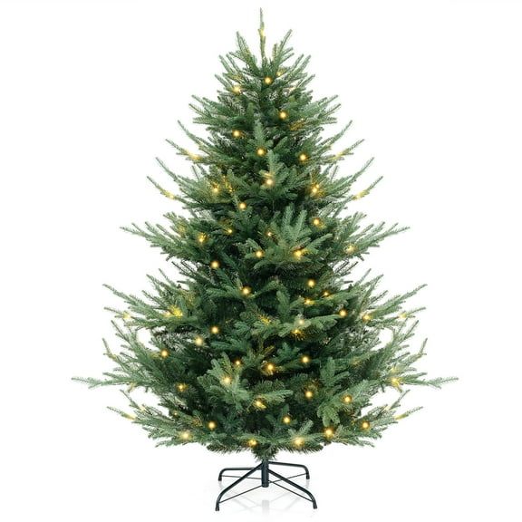 Gymax 6 FT Artificial Xmas Tree w/ 778 PVC PE Branch Tips 240 Warm White LED Lights