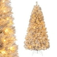 thumbnail image 1 of Gymax 6 FT Pre-Lit Artificial Christmas Tree Silver Tinsel Hinged Xmas Tree, 1 of 10