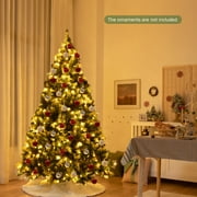 Gymax 6 FT Pre-lit Snow Sprayed Christmas Tree Artificial Xmas Tree w/ 8 Lighting Modes
