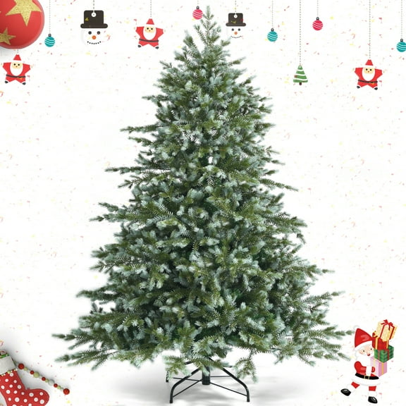 Gymax 6 Ft Artificial Christmas Tree Unlit Hinged Xmas Tree w/ Metal Stand