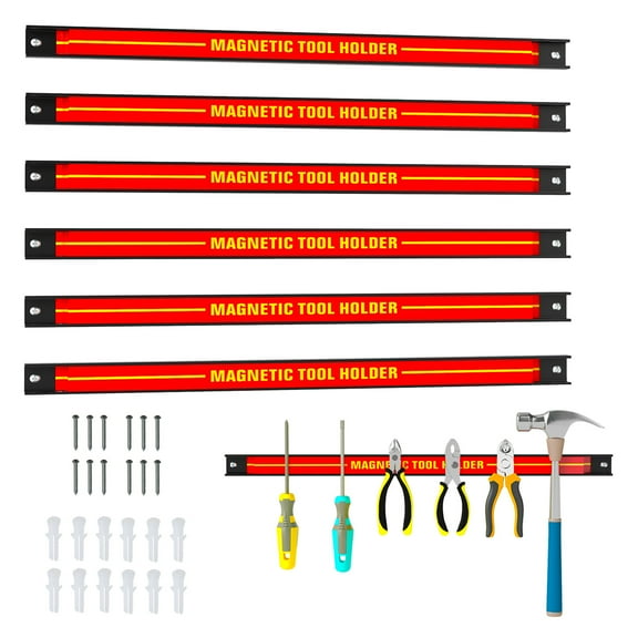 Gymax 6-Piece 18'' Magnetic Tool Holder Strips Heavy-Duty Magnet Bar for Metal Tools