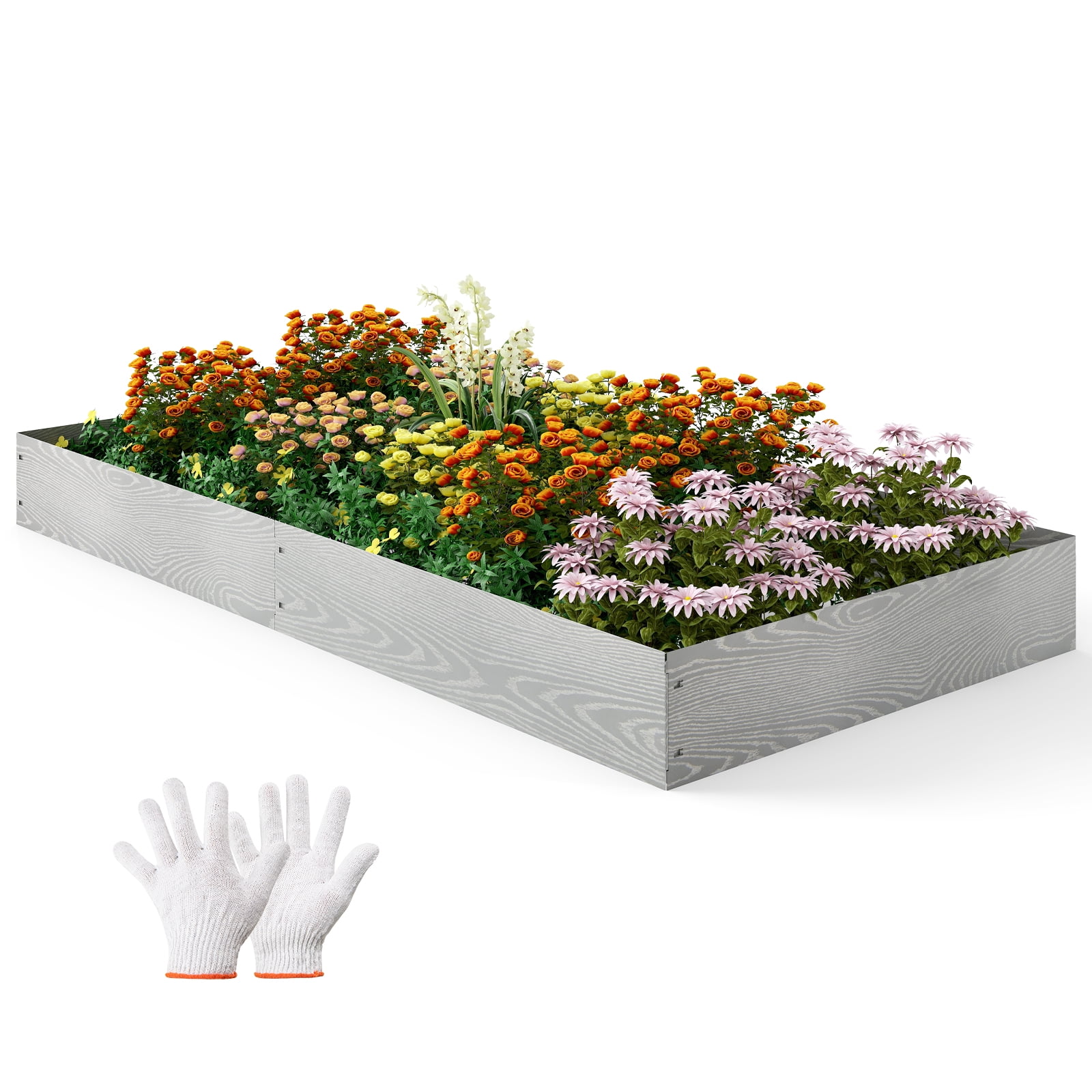 Gymax 6-Pack 20 FT Galvanized Metal Landscape Edging Heavy-Duty Metal Patented Garden Border