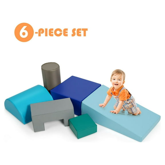 Gymax 6 Piece Climb Crawl Play Set Indoor Kids Toddler Baby Safe Soft Foam Blocks Toys