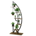 thumbnail image 1 of Gymax 6 Tier 9 Potted Metal Plant Stand Rack Curved Stand Holder Display Shelf w/ Hook, 1 of 9