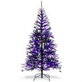 thumbnail image 1 of Gymax 6 ft Pre-lit Black Halloween Tree Hinged Christmas Tree w/ Purple LED Lights, 1 of 10