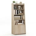 thumbnail image 1 of Gymax 6-tier Bookcase w/ 2 Adjustable Shelves Filp-up Door 5 Open Shelves Bedroom Natural, 1 of 10
