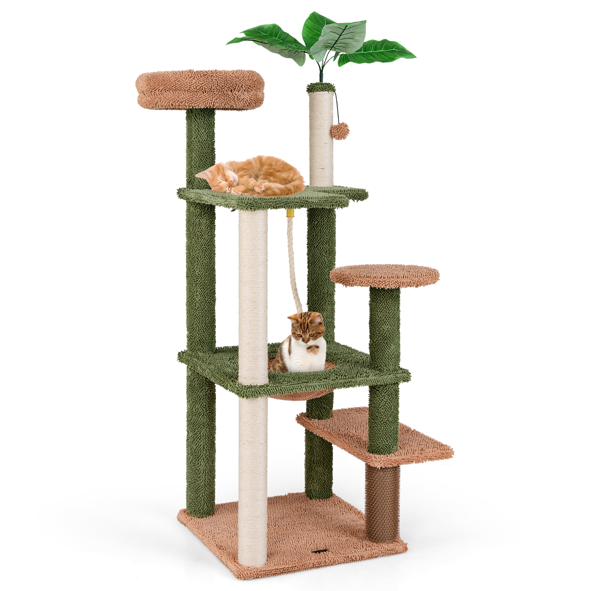Gymax 60'' Cat Tree for Indoor Cats Cute Cat Tower w/ Sisal Scratching ...