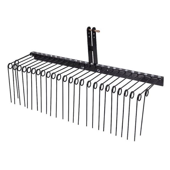 Gymax 60''Pine Straw Rake Tow Behind Landscape Rake w/ 26 Metal Coil Tines for Grass Black