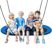 Gymax 60'' Saucer Tree Swing Surf Outdoor Adjustable Kids Giant Oval Platform Swing Set Blue