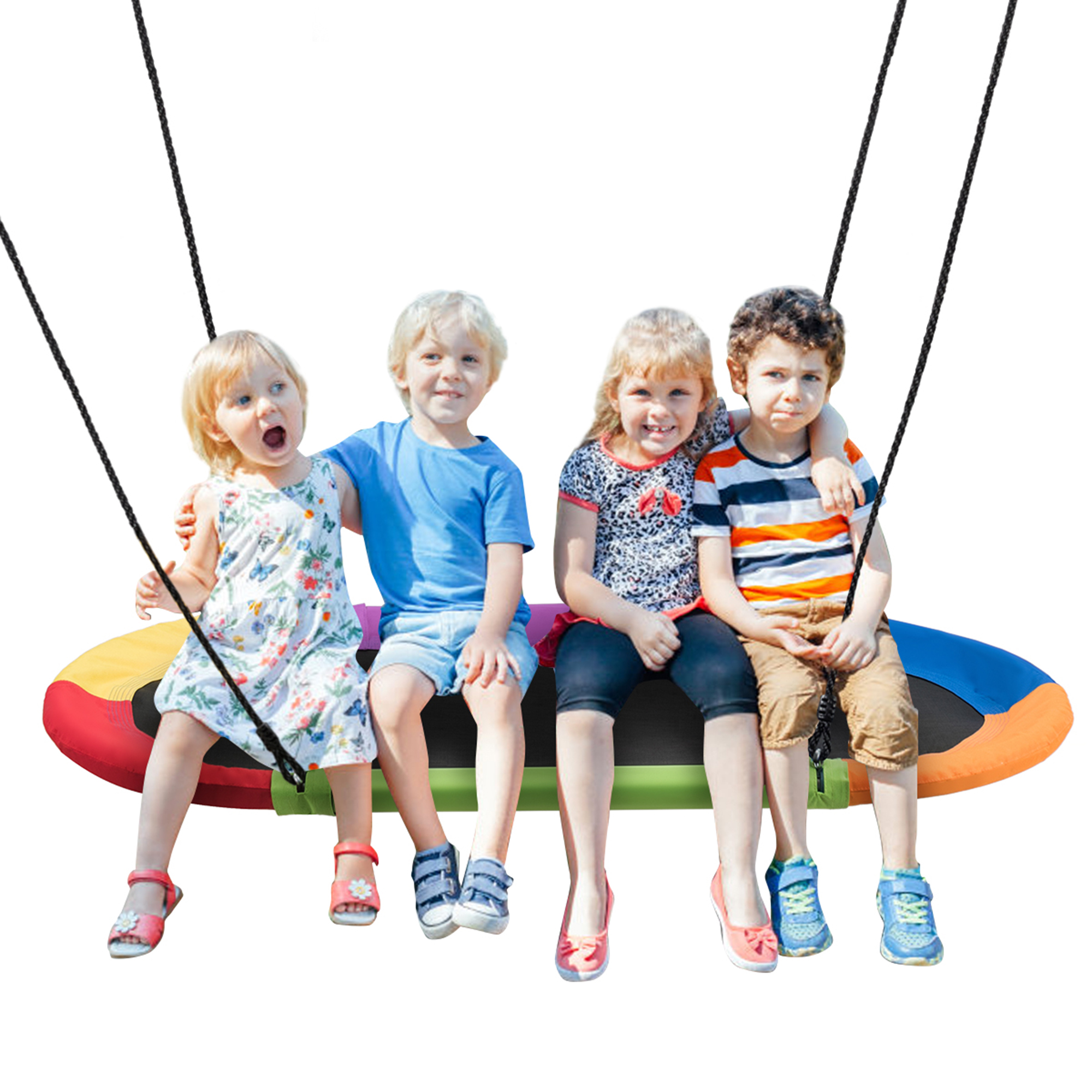Gymax 60'' Saucer Tree Swing Surf Outdoor Adjustable Kids Giant Oval Platform Swing Set Colorful - image 1 of 10