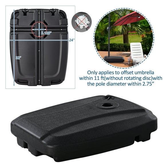 Gymax 60L Patio Cantilever Offset Umbrella Base Portable Base Weight w/ Wheels