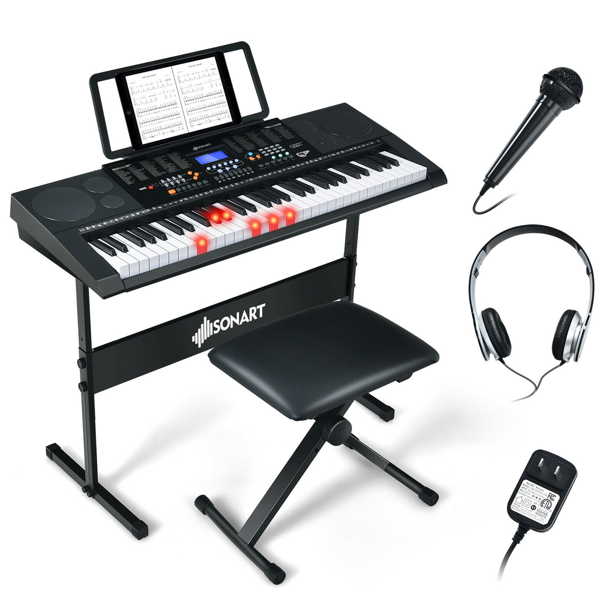 Best Choice Products 54-Key Beginners Electronic Keyboard Piano Set w/ LCD  Screen, Lighted Keys, 3-Teaching Modes 