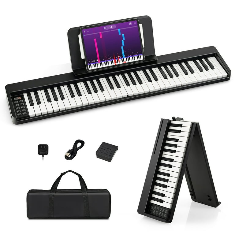 Gymax 61 Key Electric Compact Full Size Folding Piano Semi