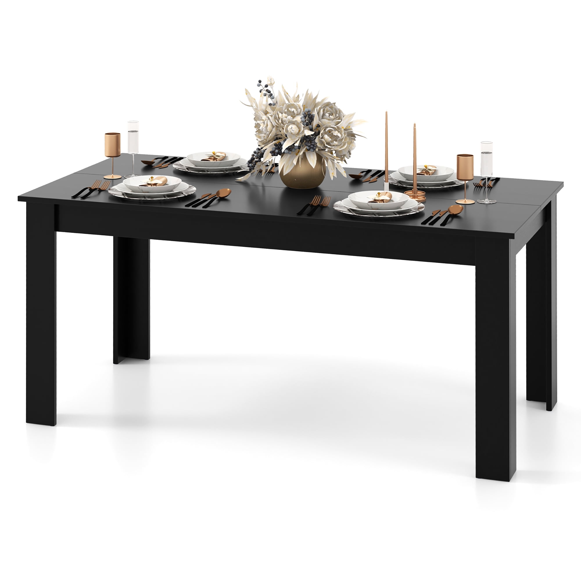 Gymax 63'' Dining Table Rectangular Modern Kitchen Table For 6 People Home Furniture