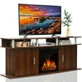 thumbnail image 1 of Gymax 63'' Fireplace TV Stand W/18'' 1500W Electric Fireplace up to 70'' Walnut, 1 of 10