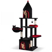 Gymax 63 Gothic Cat Tree w/ Condo Top Cave Sisal Scratching PostsBat Hanging Toy