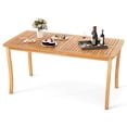 thumbnail image 1 of Gymax 63'' Outdoor Dining Table w/ Umbrella Hole Slatted Tabletop for Backyard, 1 of 10