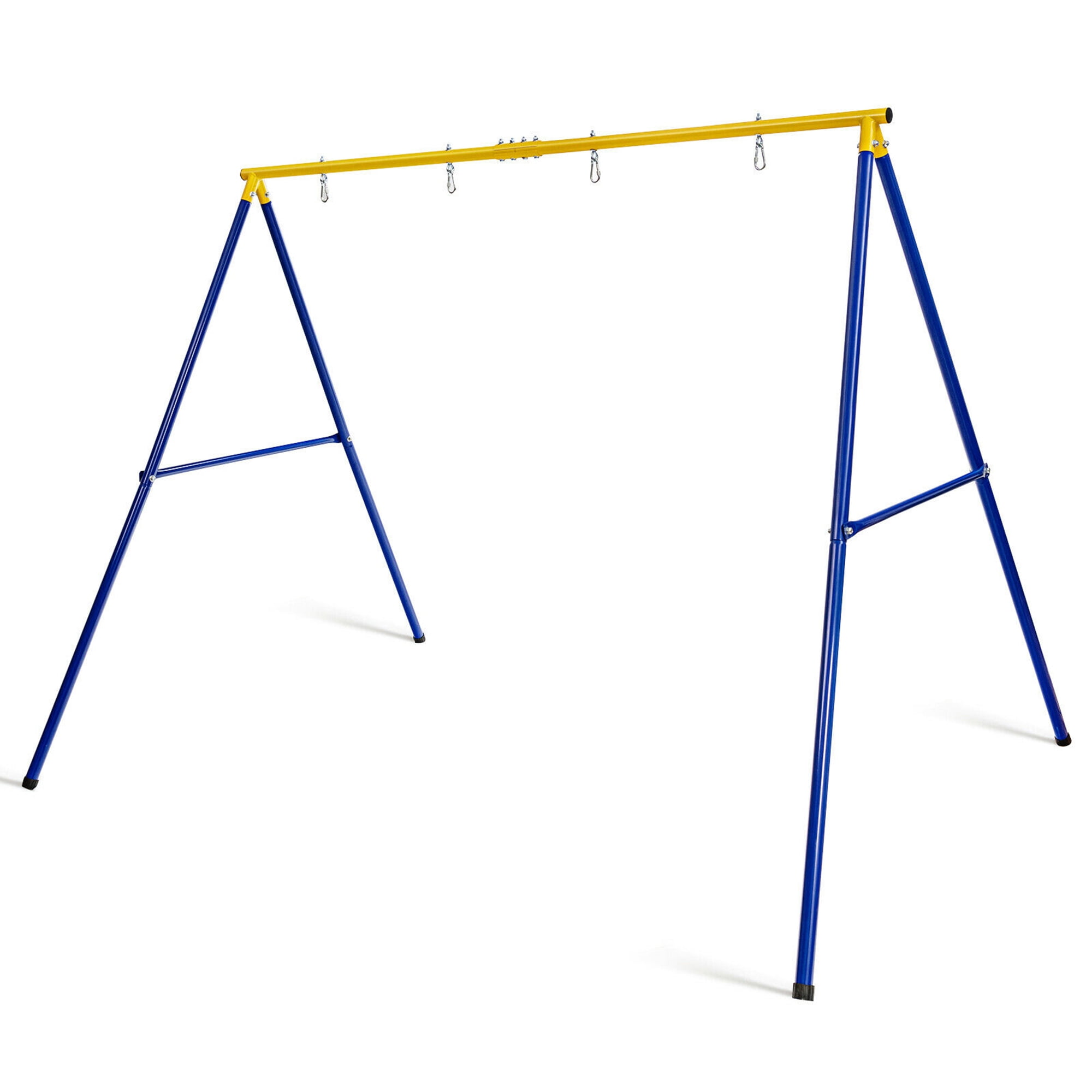 Extra Large Blue and Yellow Steel Swing Frame with Ground Stakes